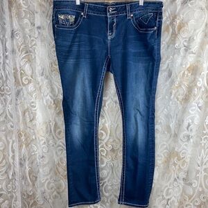 Vigoss Chelsea Skinny Slimming Skinny whitewashed Dark Premium Denim Plus SZ 18